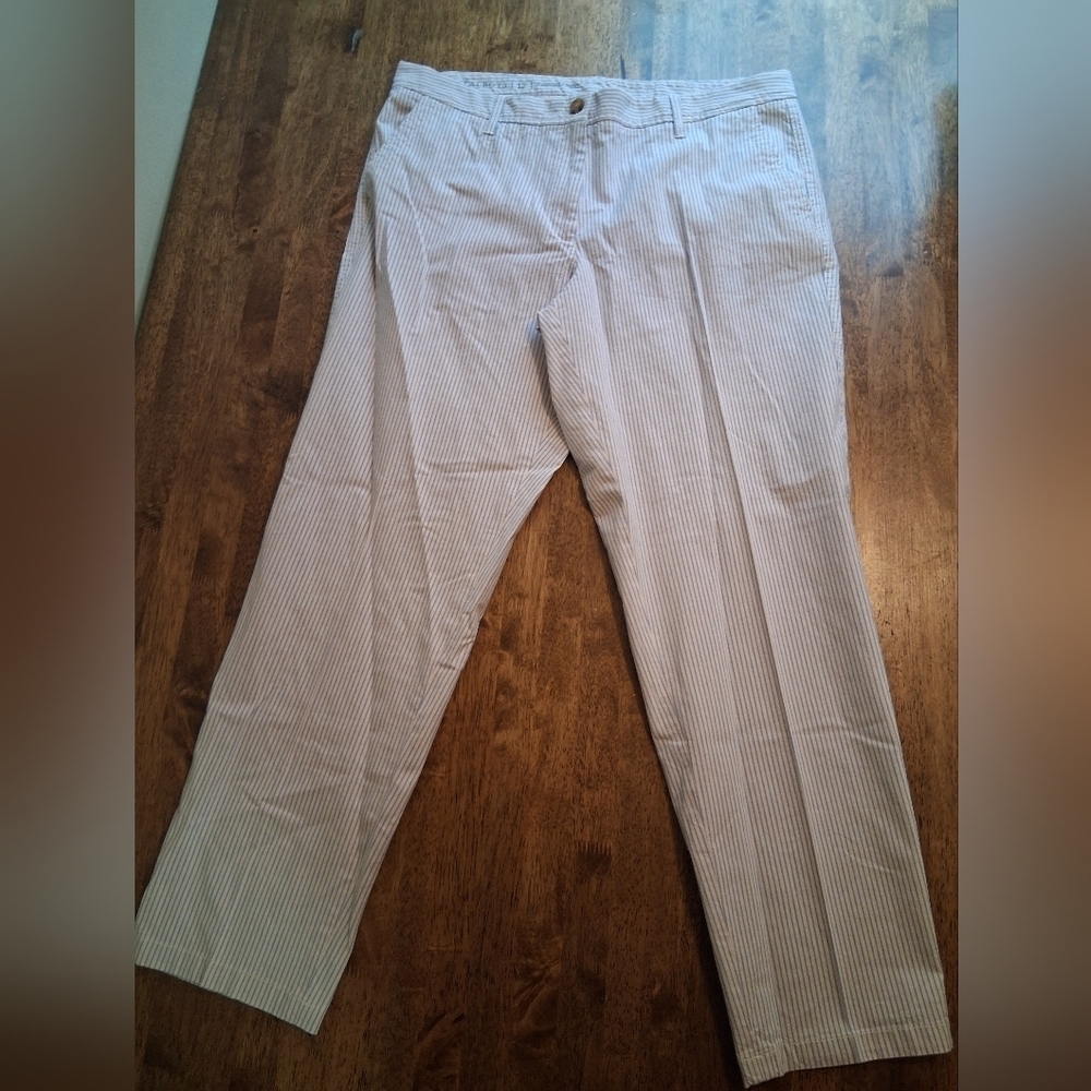Talbots Relaxed Chino Blue And White Striped Nautical Pants 12